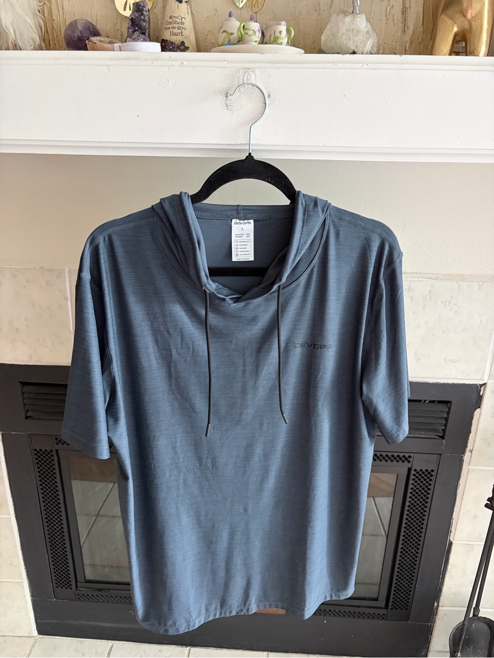 Men's Short-Sleeve Hooded Hoodie Tee Shirt Dry Fit Athletic - Slate Gray Grey